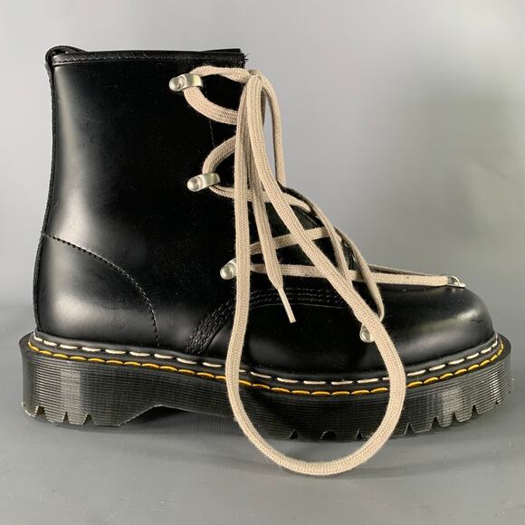 DOC MARTENS Size 9 Black Yellow Solid Leather Boots main image 5